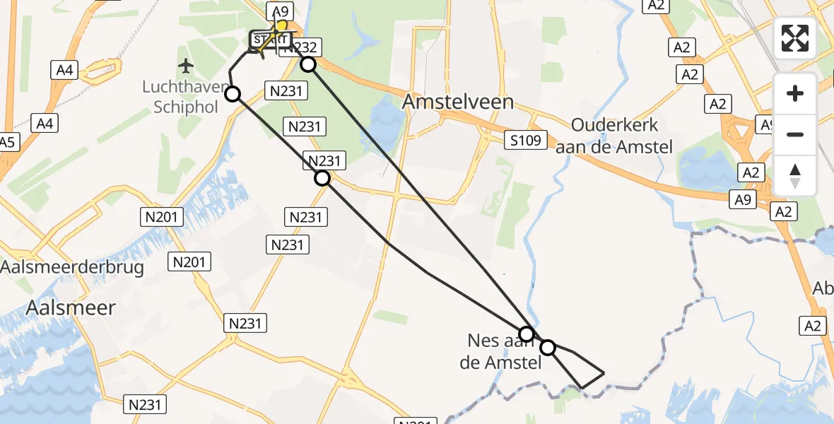 Routekaart van de vlucht: Politiehelikopter naar Schiphol, Thermiekstraat