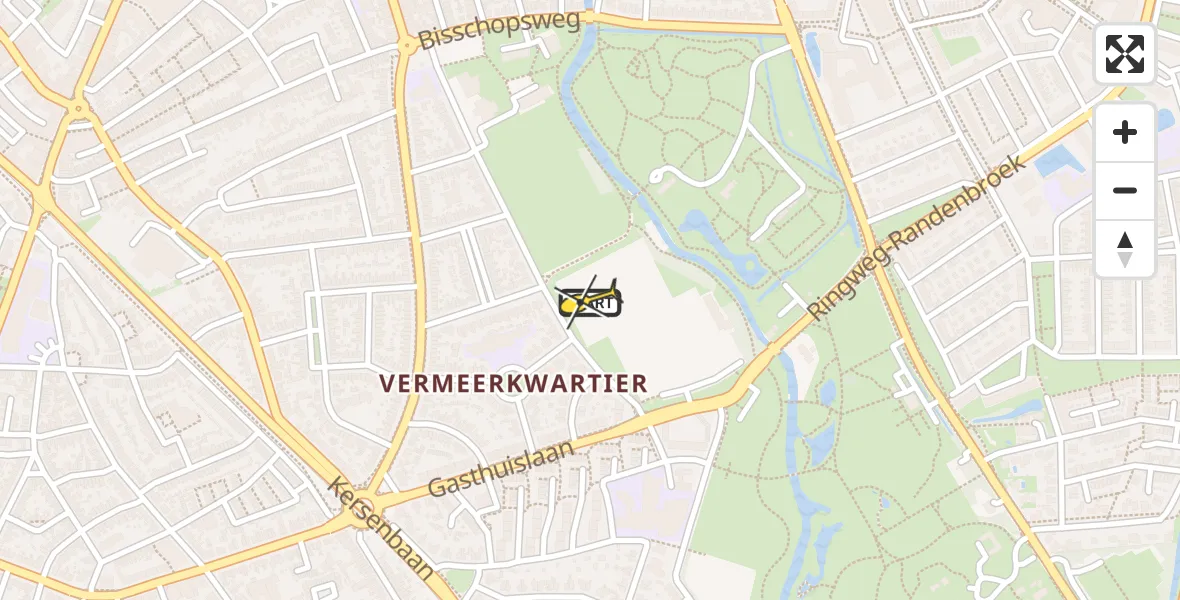 Routekaart van de vlucht: Lifeliner 1 naar Amersfoort, Anthonie van Dijckstraat