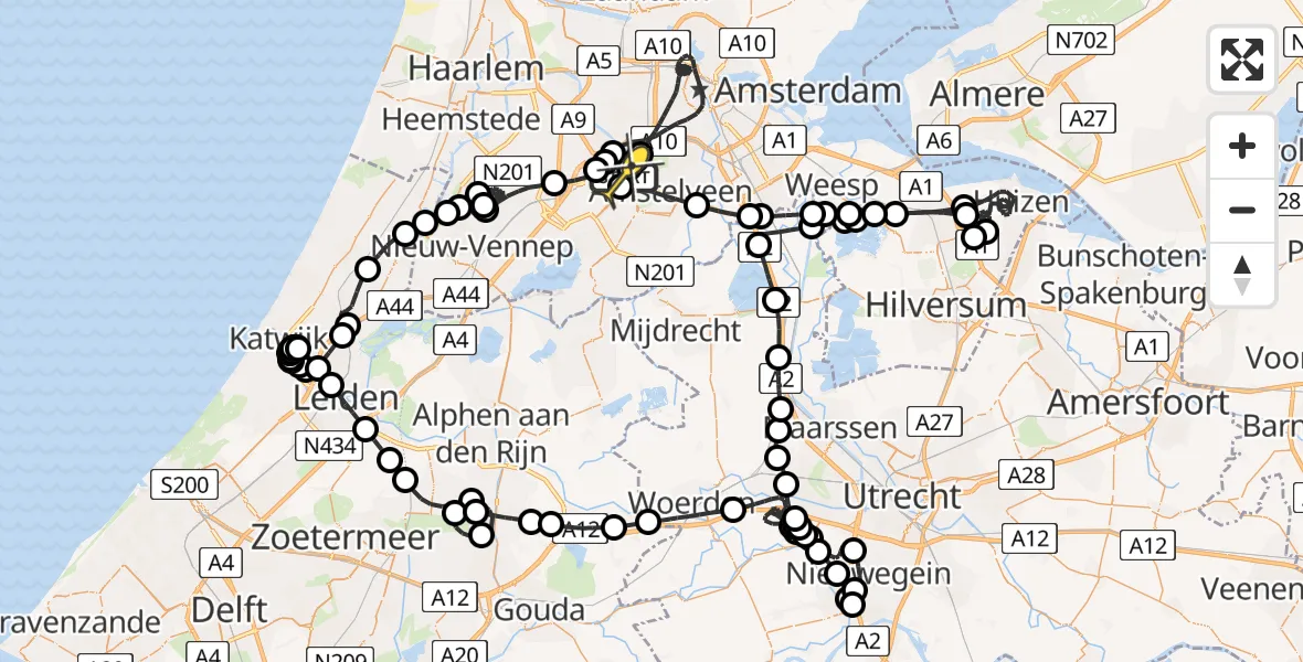 Routekaart van de vlucht: Politieheli naar Schiphol, Loevesteinse Randweg