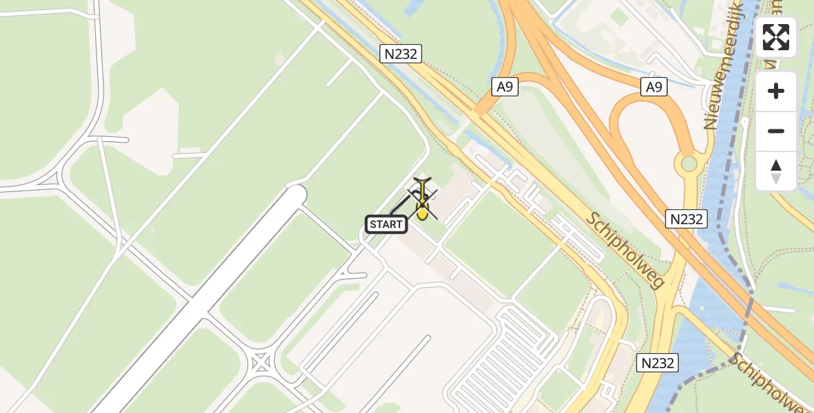 Routekaart van de vlucht: Politiehelikopter naar Schiphol, Walaardt Sacréstraat