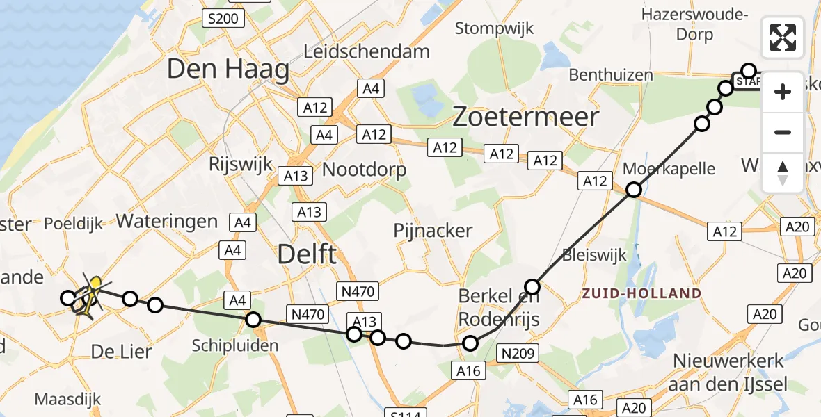 Routekaart van de vlucht: Lifeliner 2 naar Honselersdijk, Mars