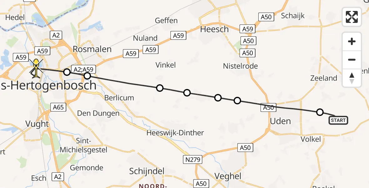Routekaart van de vlucht: Lifeliner 3 naar 's-Hertogenbosch, Diezekade