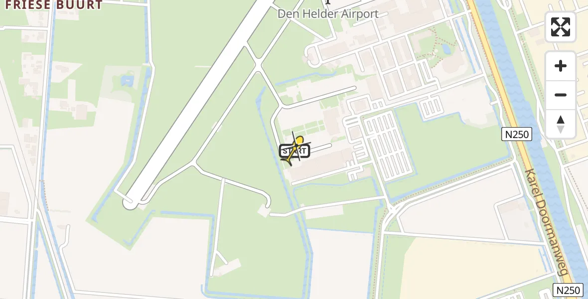 Routekaart van de vlucht: Kustwachthelikopter naar Vliegveld De Kooy, Luchthavenweg