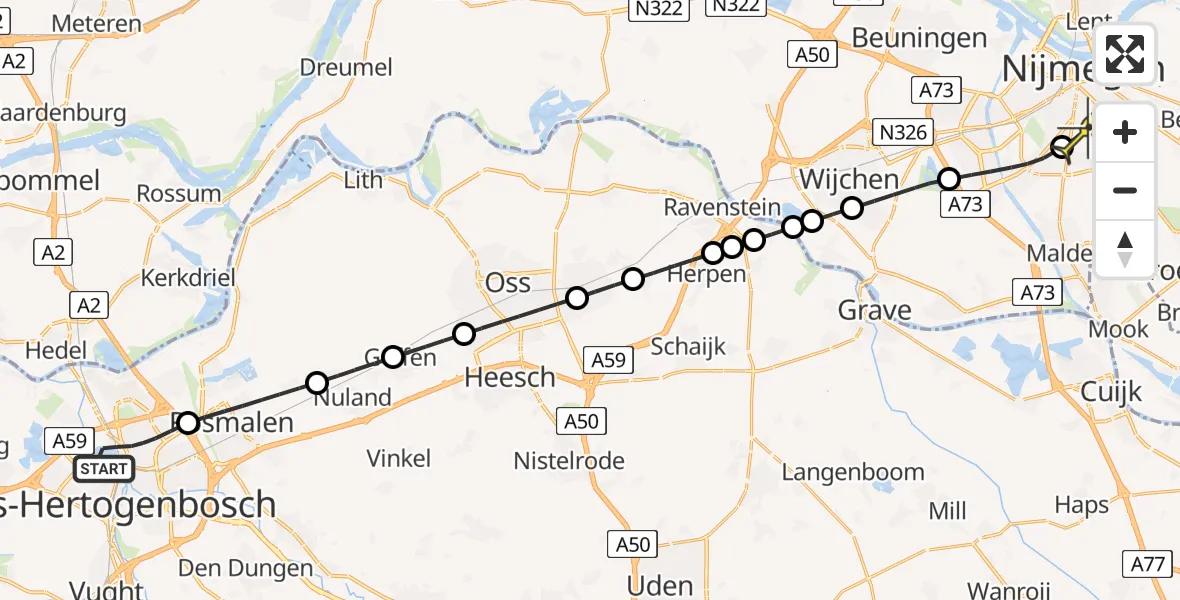 Routekaart van de vlucht: Lifeliner 3 naar Radboud Universitair Medisch Centrum, Geert Grooteplein Zuid