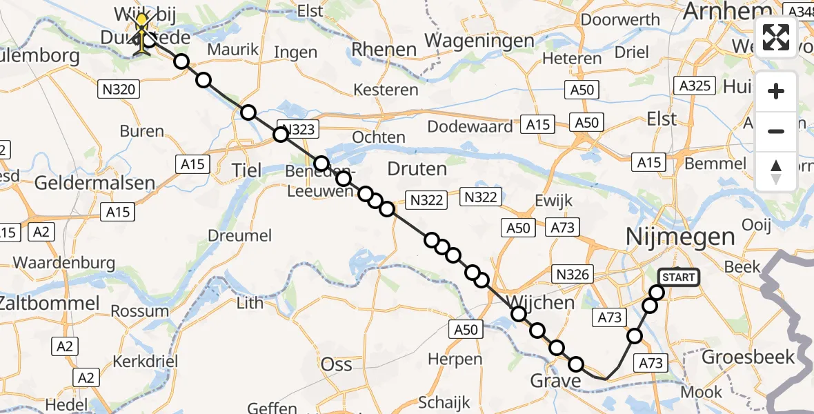 Routekaart van de vlucht: Lifeliner 3 naar Wijk bij Duurstede, Middelweg Oost
