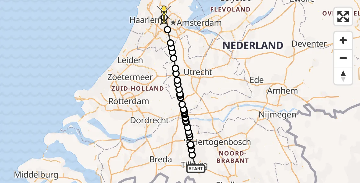 Routekaart van de vlucht: Lifeliner 1 naar Amsterdam Heliport, Hornweg