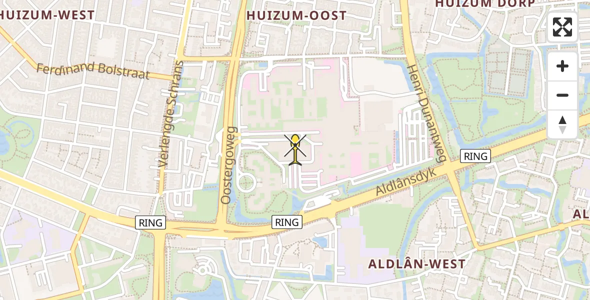 Routekaart van de vlucht: Ambulanceheli naar Leeuwarden