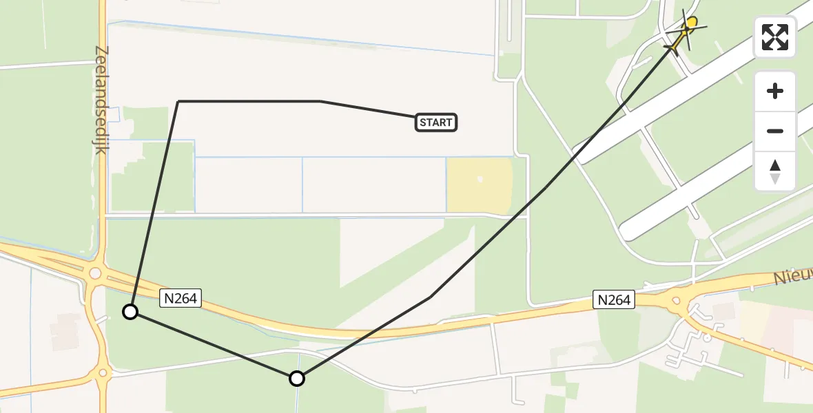 Routekaart van de vlucht: Lifeliner 3 naar Vliegbasis Volkel, Zeelandsedijk