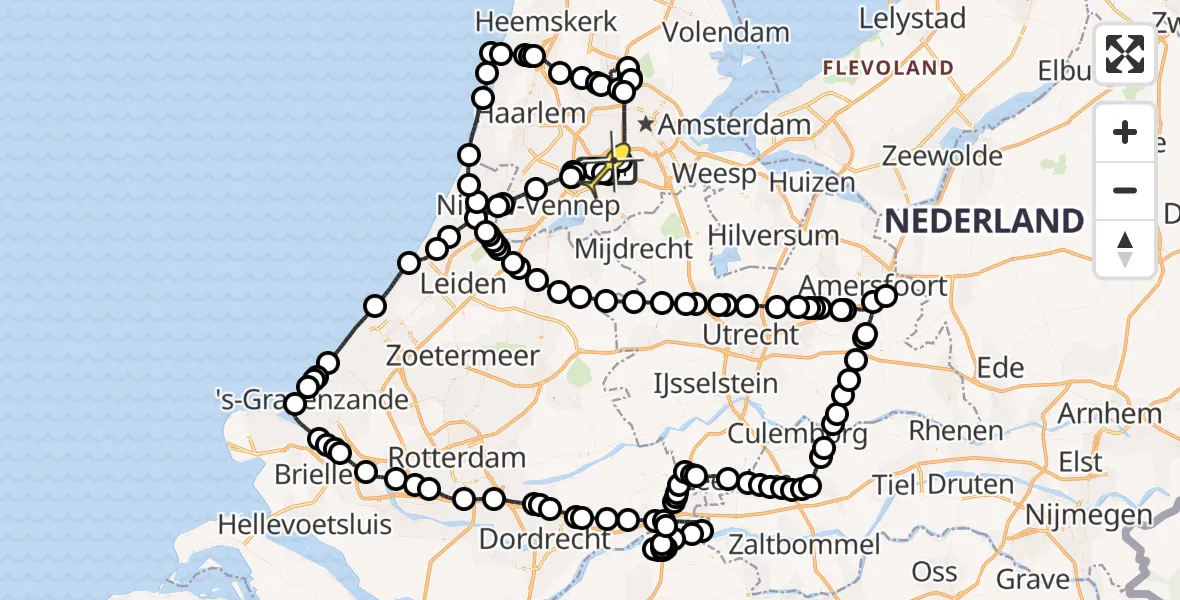 Routekaart van de vlucht: Politiehelikopter naar Schiphol, Loevesteinse Randweg