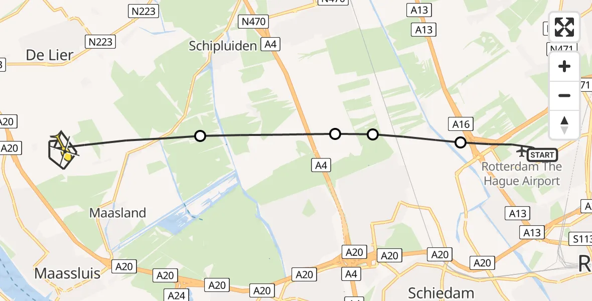 Routekaart van de vlucht: Lifeliner 2 naar Maasland, Herenwerf