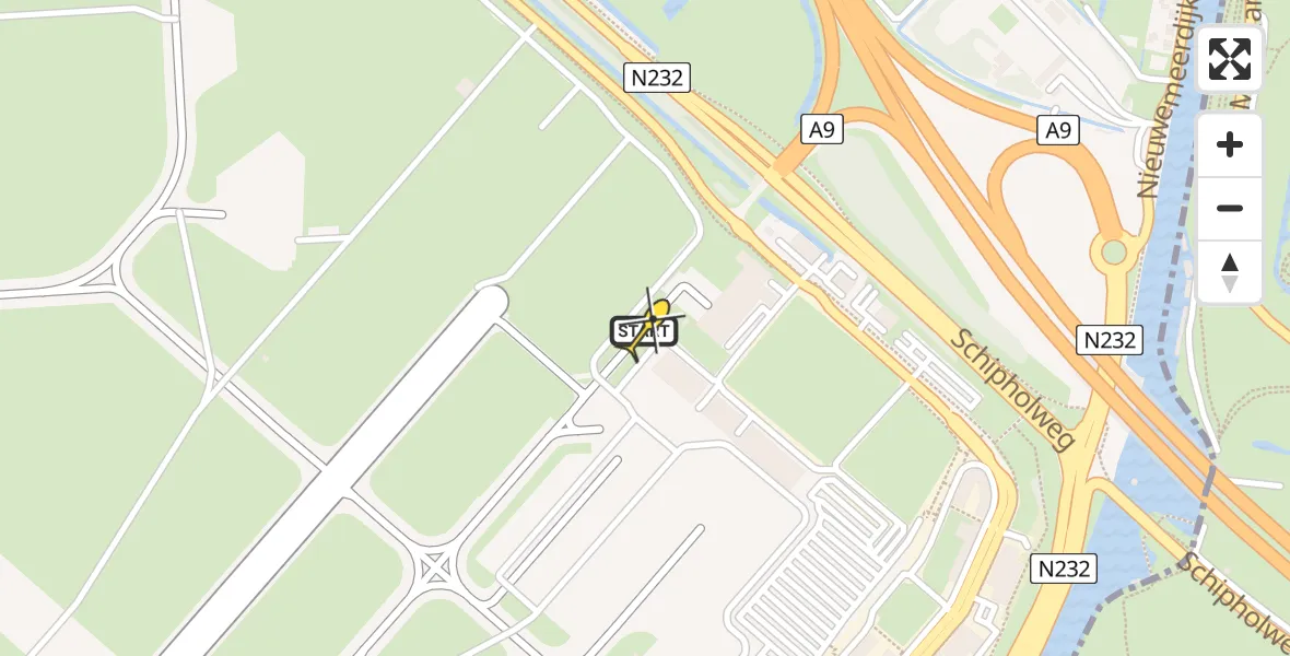 Routekaart van de vlucht: Politieheli naar Schiphol, Thermiekstraat