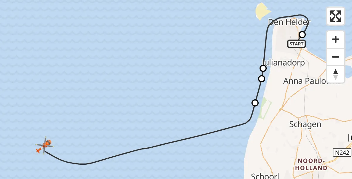Vluchtroute Kustwachthelikopter Vliegveld De Kooy - , 30 december 2025, 11:58