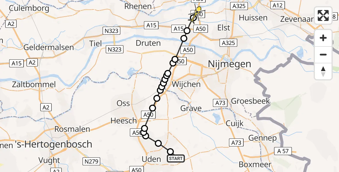 Routekaart van de vlucht: Lifeliner 3 naar Heteren, Polderstraat