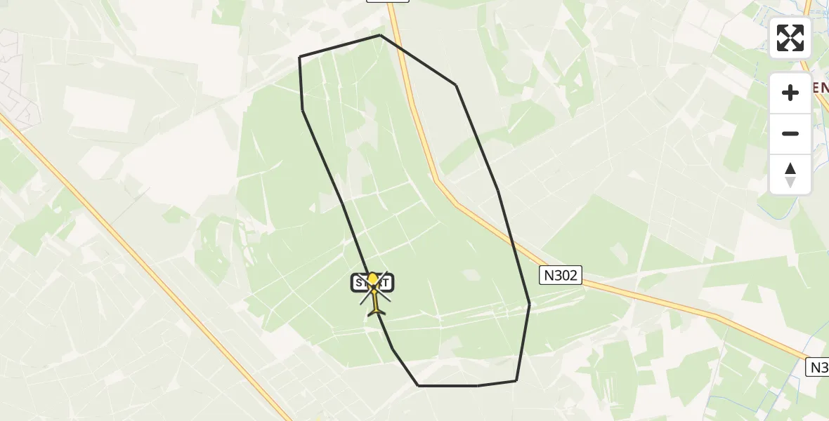 Routekaart van de vlucht: Politiehelikopter naar Ermelo, Postweg