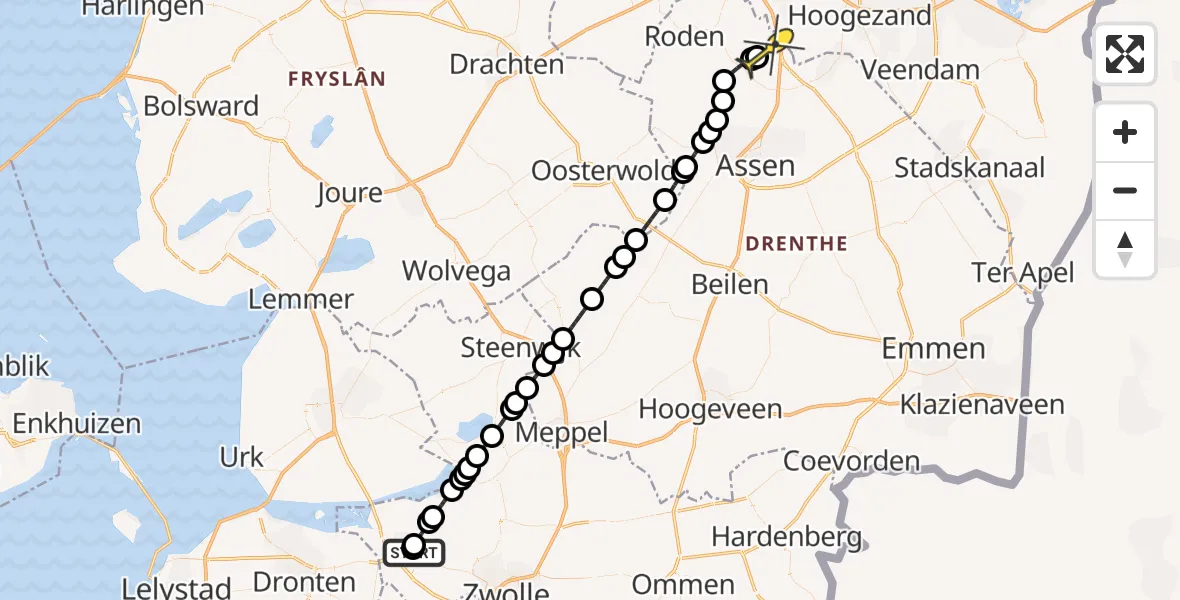 Routekaart van de vlucht: Lifeliner 4 naar Groningen Airport Eelde, Homsteeg