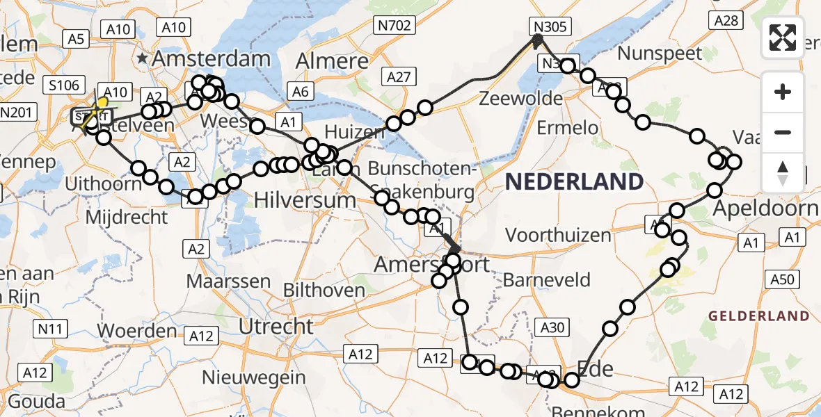 Routekaart van de vlucht: Politieheli naar Schiphol, Loevesteinse Randweg