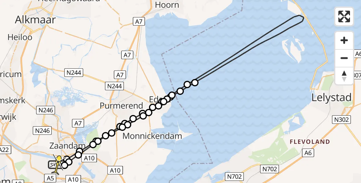 Routekaart van de vlucht: Lifeliner 1 naar Amsterdam Heliport, Hornweg