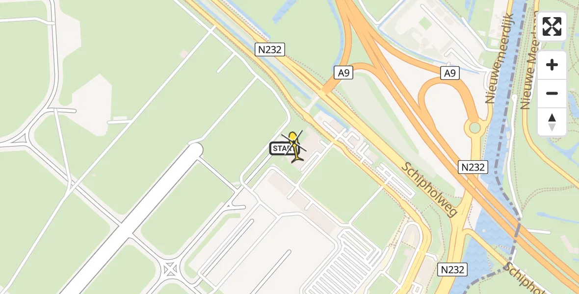 Routekaart van de vlucht: Politiehelikopter naar Schiphol, Walaardt Sacréstraat