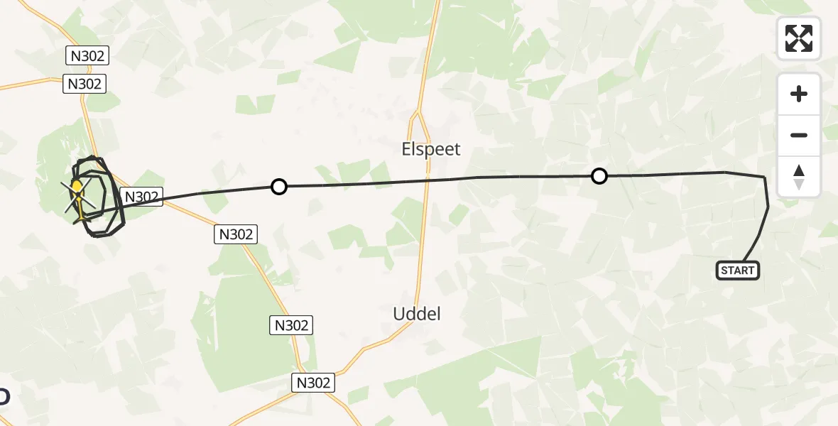 Routekaart van de vlucht: Politiehelikopter naar Ermelo, Postweg