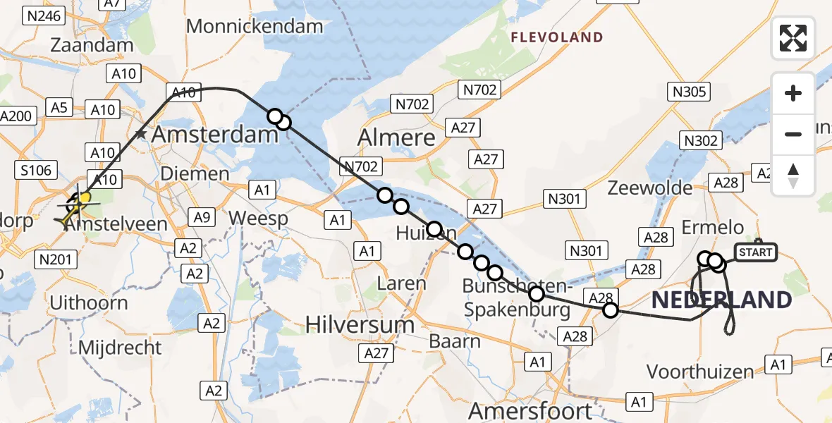 Routekaart van de vlucht: Politieheli naar Schiphol, Walaardt Sacréstraat