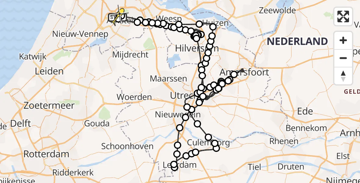 Routekaart van de vlucht: Politiehelikopter naar Schiphol, Loevesteinse Randweg