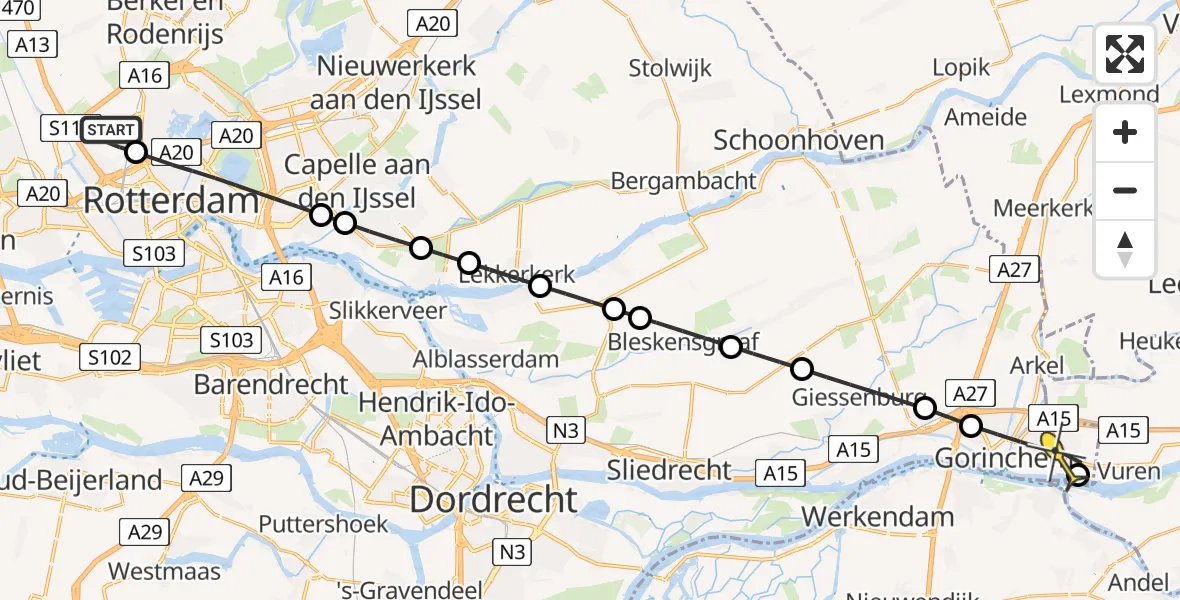 Routekaart van de vlucht: Lifeliner 2 naar Dalem, Irenelaan