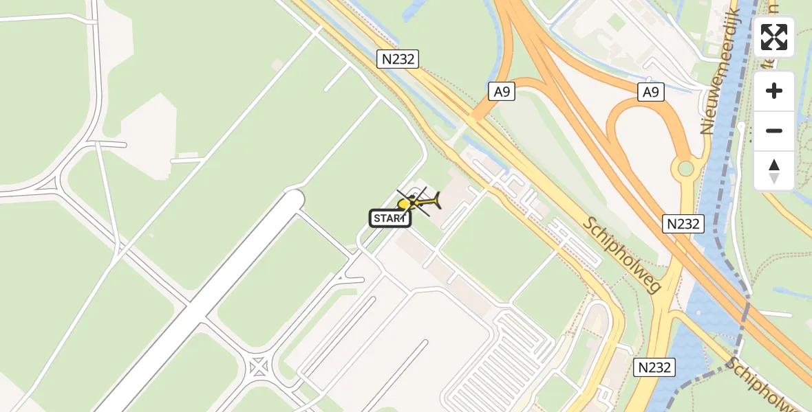 Routekaart van de vlucht: Politieheli naar Schiphol, Walaardt Sacréstraat