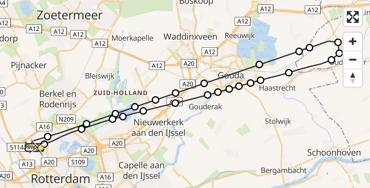 Routekaart van de vlucht: Lifeliner 2 naar Rotterdam The Hague Airport, Brandenburgbaan