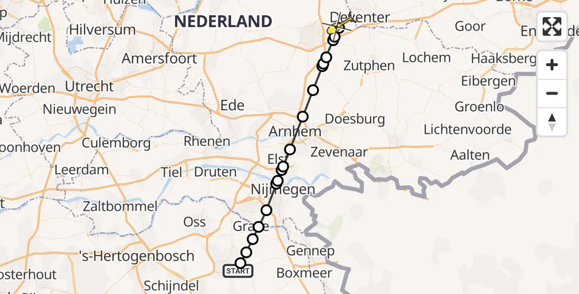 Routekaart van de vlucht: Lifeliner 3 naar Twello, Nijverheidsstraat