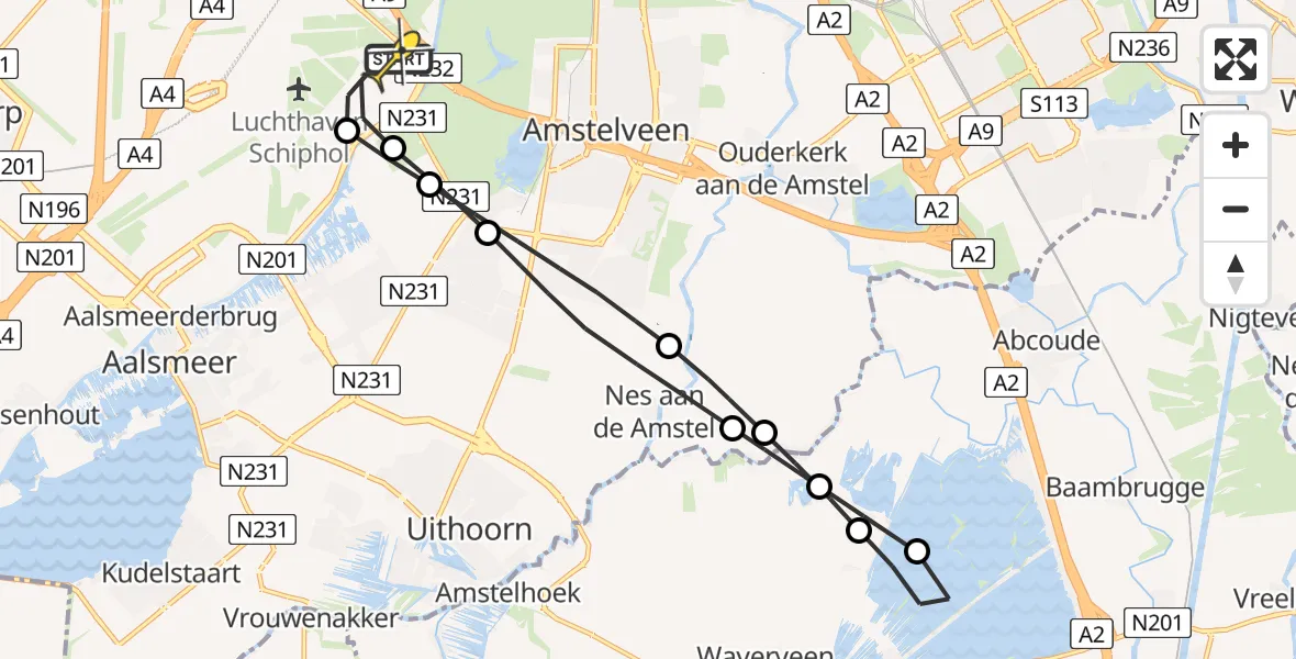 Routekaart van de vlucht: Politiehelikopter naar Schiphol, Thermiekstraat