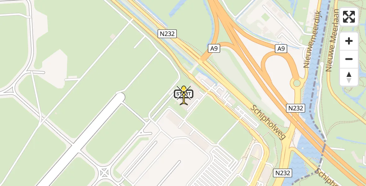 Routekaart van de vlucht: Politieheli naar Schiphol, Walaardt Sacréstraat