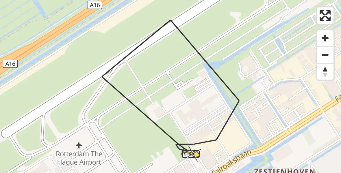 Routekaart van de vlucht: Lifeliner 2 naar Rotterdam The Hague Airport, Brandenburgbaan