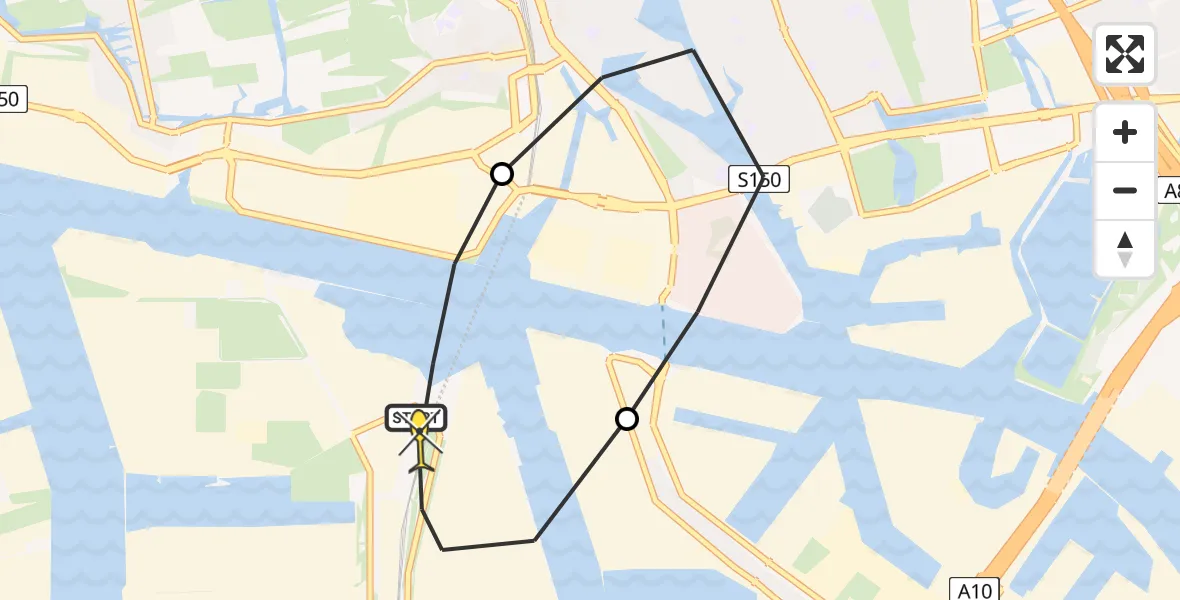 Routekaart van de vlucht: Lifeliner 1 naar Amsterdam Heliport, Hornweg