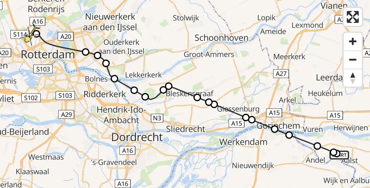 Routekaart van de vlucht: Lifeliner 2 naar Rotterdam The Hague Airport, Brandenburgbaan