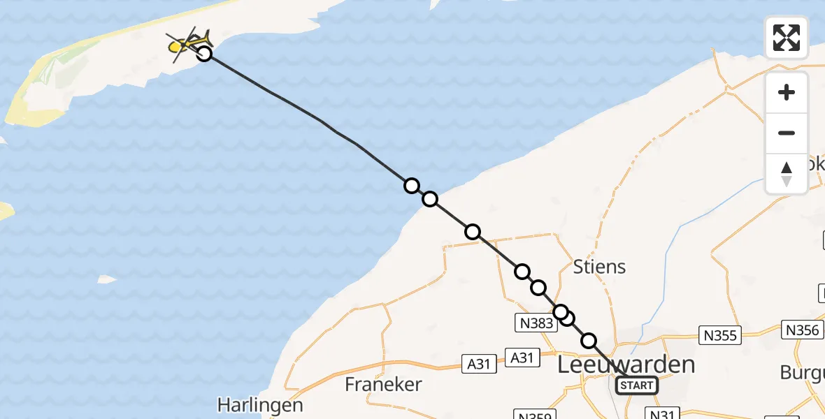 Routekaart van de vlucht: Ambulanceheli naar Hoorn, Nieuwe Schoolpad