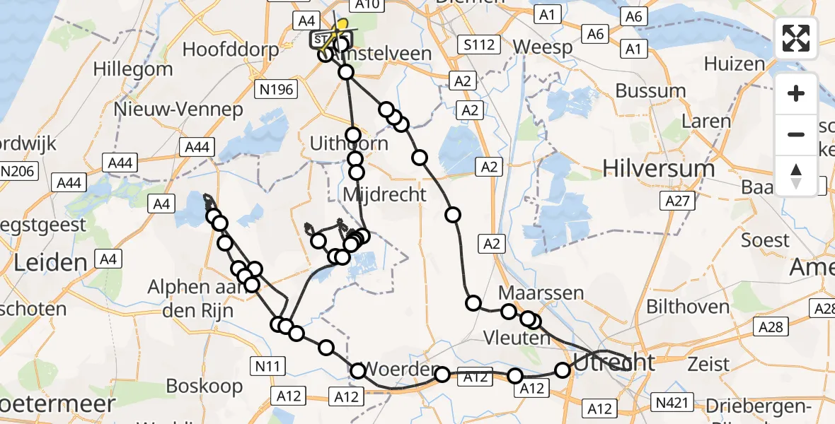Routekaart van de vlucht: Politiehelikopter naar Schiphol, Loevesteinse Randweg