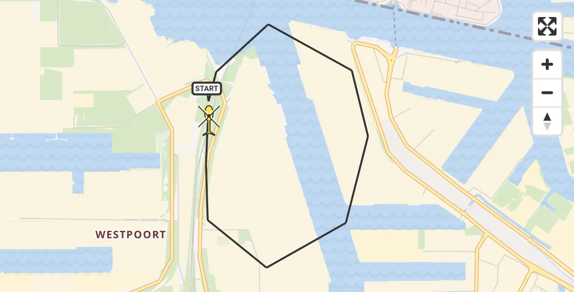 Routekaart van de vlucht: Lifeliner 1 naar Amsterdam Heliport, Lipariweg