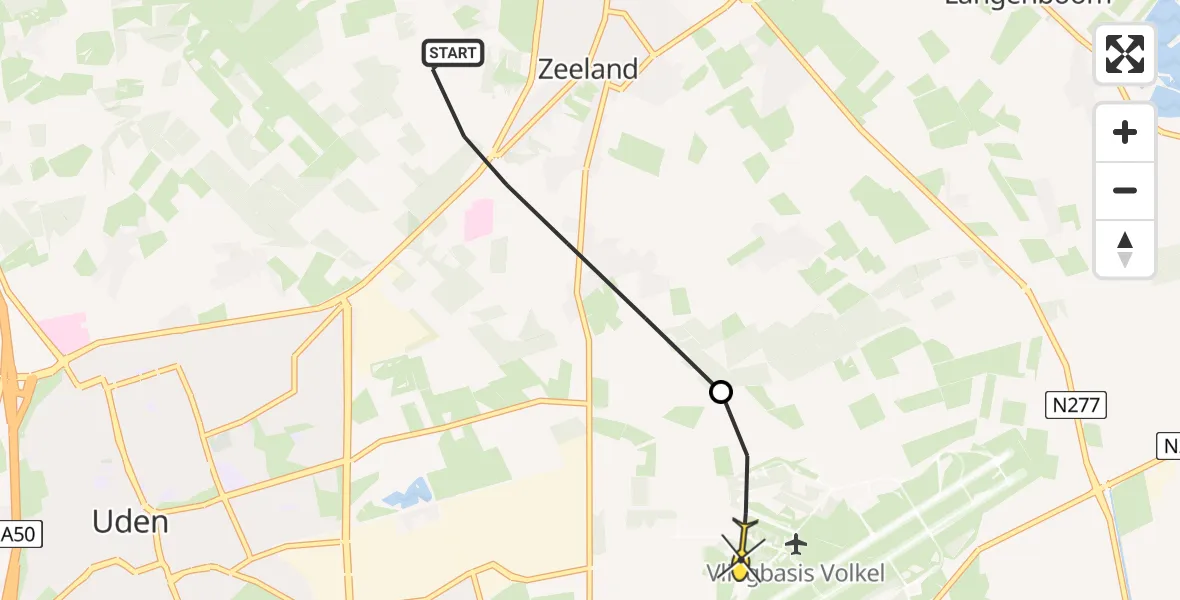 Routekaart van de vlucht: Lifeliner 3 naar Vliegbasis Volkel, Zeelandsedijk