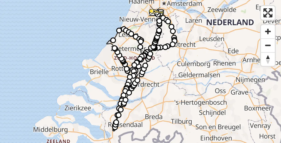 Routekaart van de vlucht: Politieheli naar Schiphol, Loevesteinse Randweg