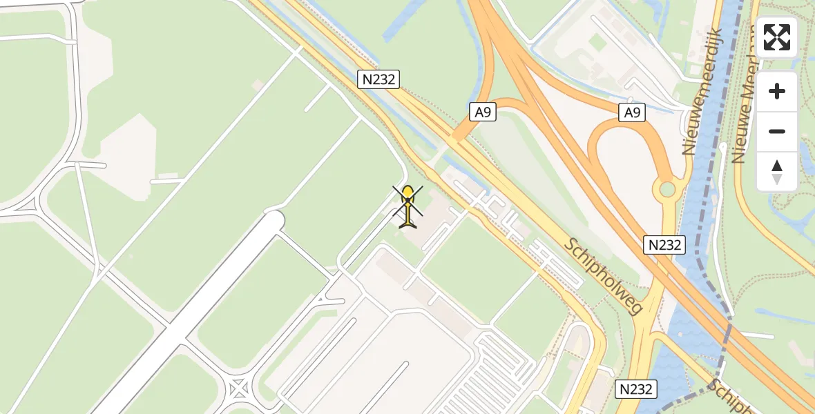 Routekaart van de vlucht: Politiehelikopter naar Schiphol