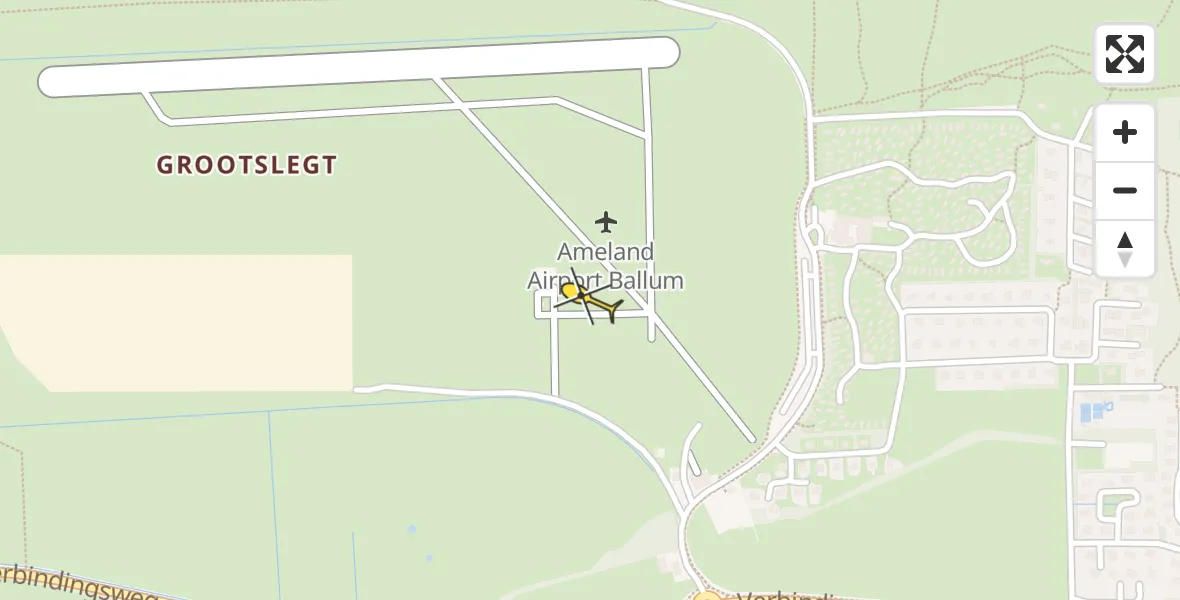 Routekaart van de vlucht: Ambulanceheli naar Ameland Airport Ballum