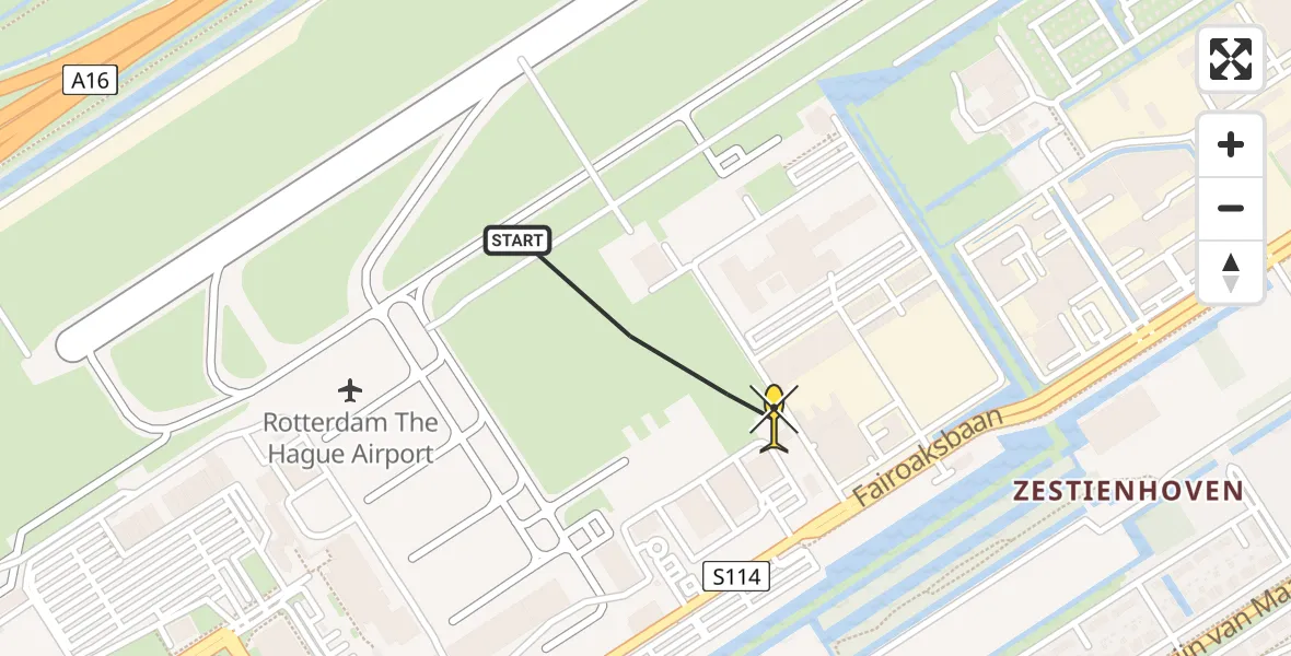 Routekaart van de vlucht: Lifeliner 2 naar Rotterdam The Hague Airport, Brandenburgbaan
