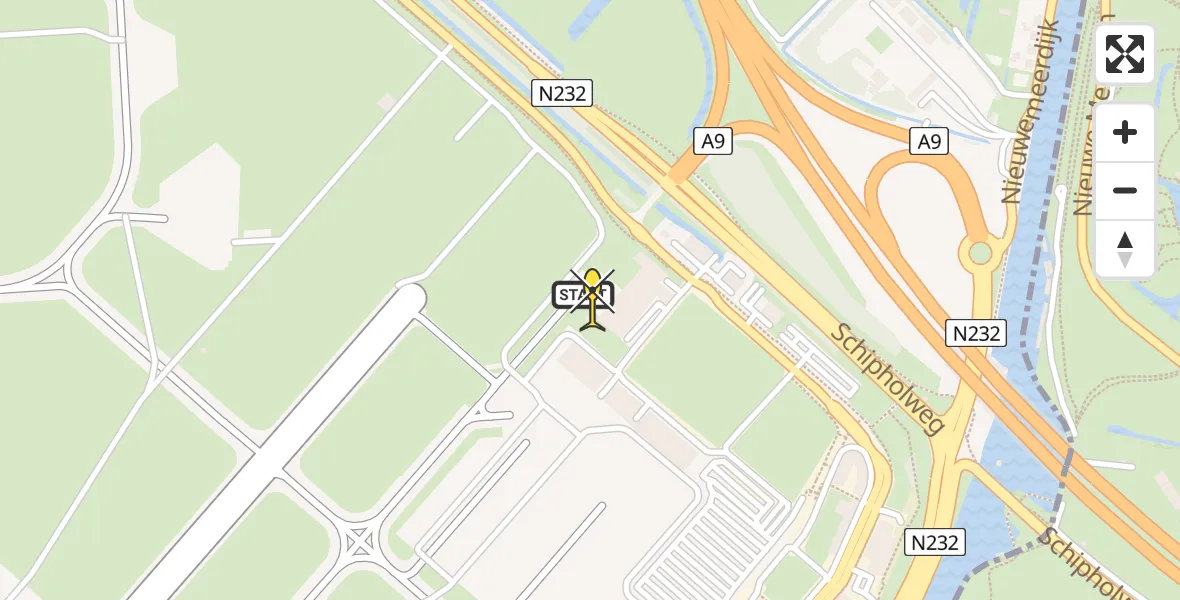 Routekaart van de vlucht: Politieheli naar Schiphol, Walaardt Sacréstraat