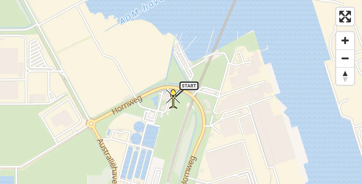 Routekaart van de vlucht: Lifeliner 1 naar Amsterdam Heliport, Hornweg