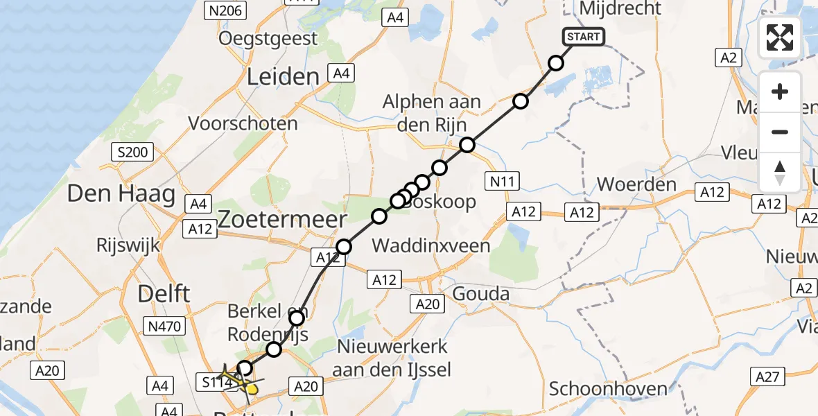 Routekaart van de vlucht: Lifeliner 2 naar Rotterdam The Hague Airport, Brandenburgbaan