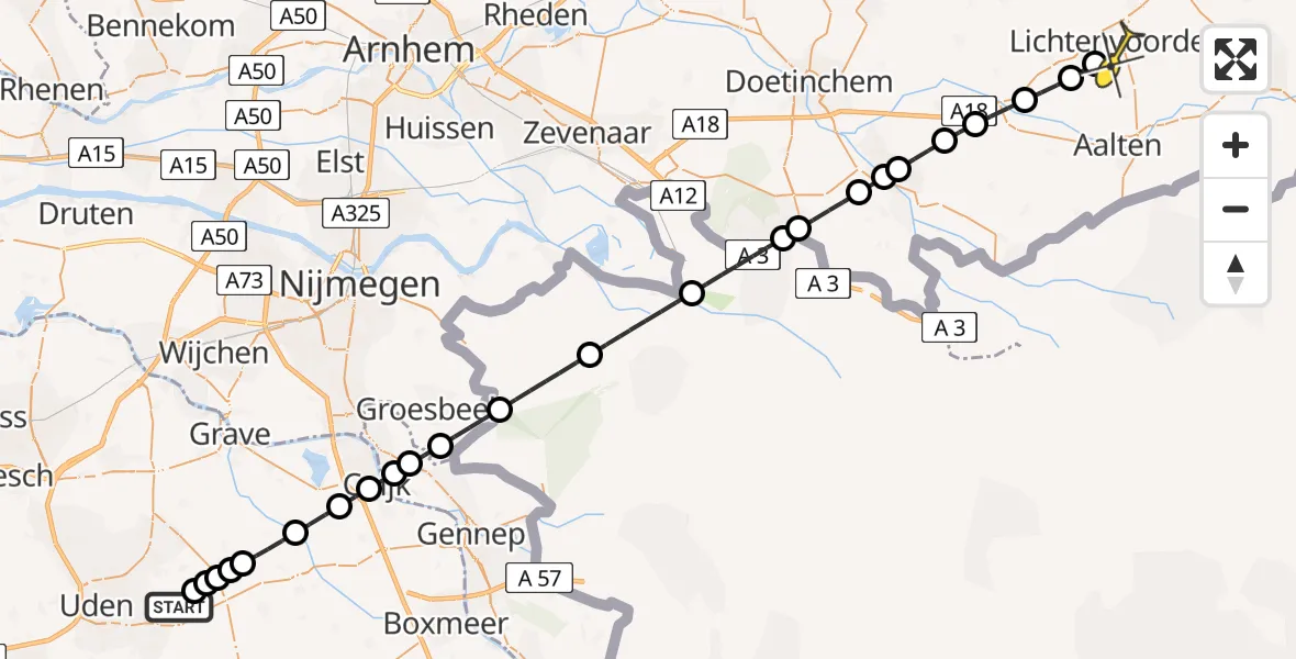 Routekaart van de vlucht: Lifeliner 3 naar Lichtenvoorde, Louis Couperusstraat