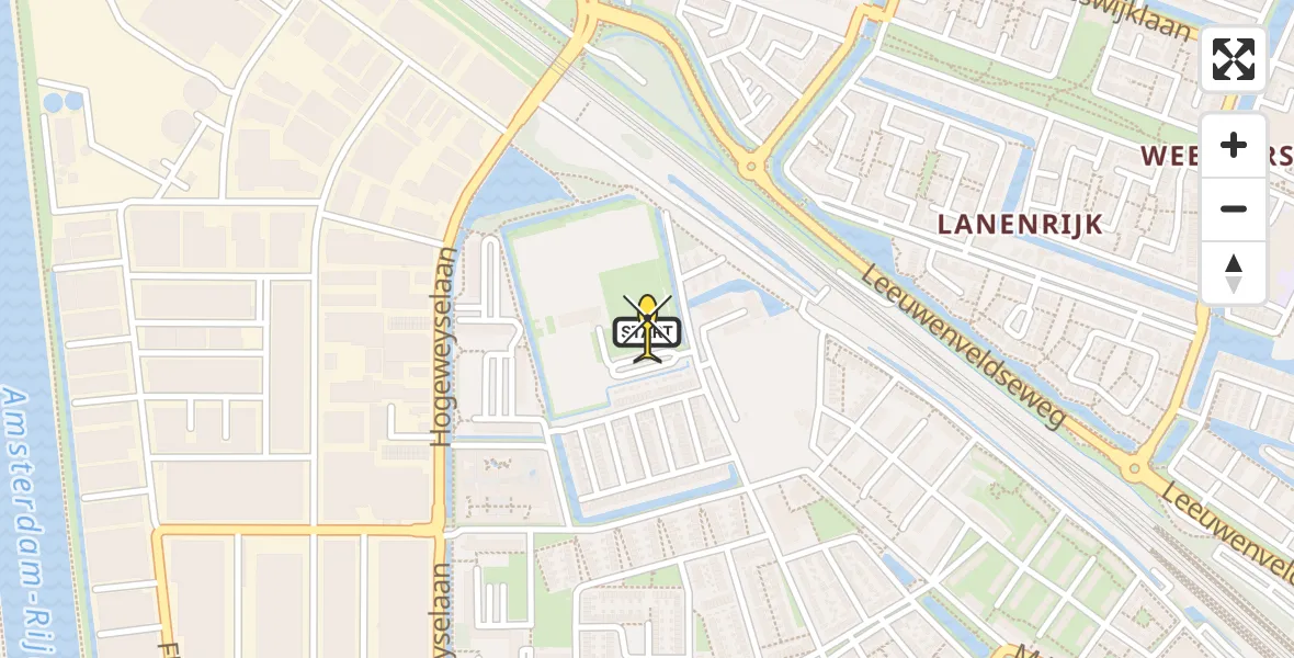 Routekaart van de vlucht: Lifeliner 1 naar Weesp, Landscronerlaan