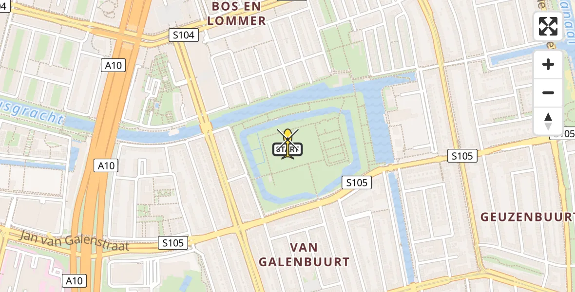 Routekaart van de vlucht: Lifeliner 1 naar Amsterdam, Erasmuspark