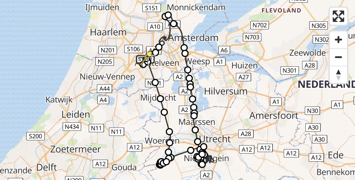 Routekaart van de vlucht: Politiehelikopter naar Schiphol, Walaardt Sacréstraat