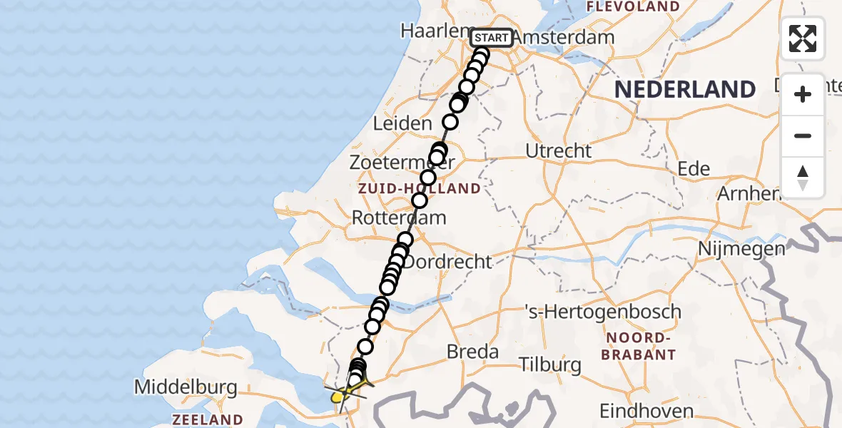 Routekaart van de vlucht: Lifeliner 1 naar Bergen op Zoom, Belvédèrestraat